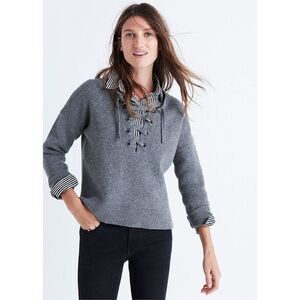 Madewell Merino Wool Lace-Up Pullover Sweater‎ Size S